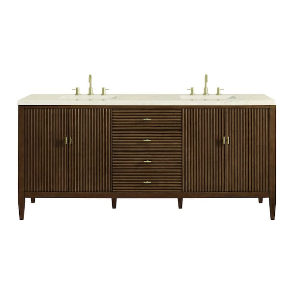 James Martin Vanities 72'' Double Vanity, Mid Century Walnut w/ 3 CM Eternal Marfil Quartz Top 485-V72-WLT-3EMR - main